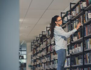 Student in a library