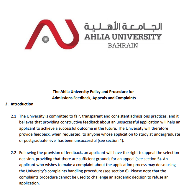Admission Policy document