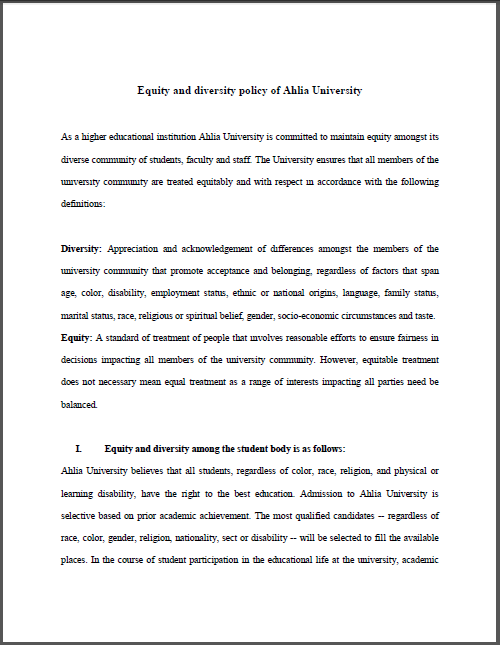 Equity and diversity policy documentation