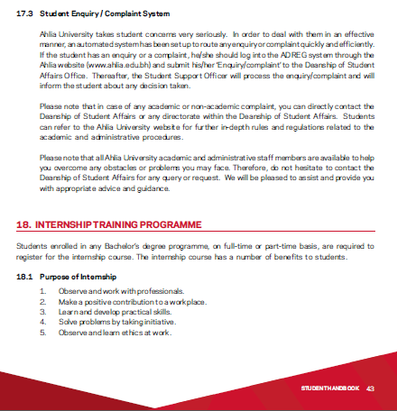 Student complaint system interface