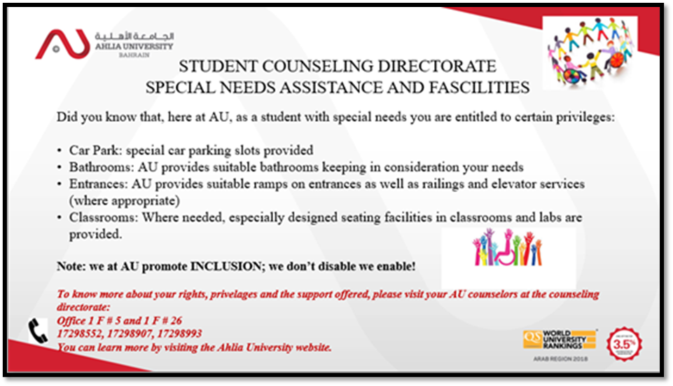 Student counseling services and facilities