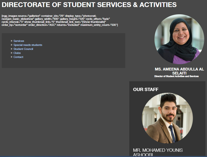 Directorate of Student Services and Activities organizational structure