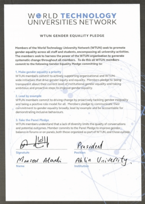 WTUN Gender Equality Pledge document