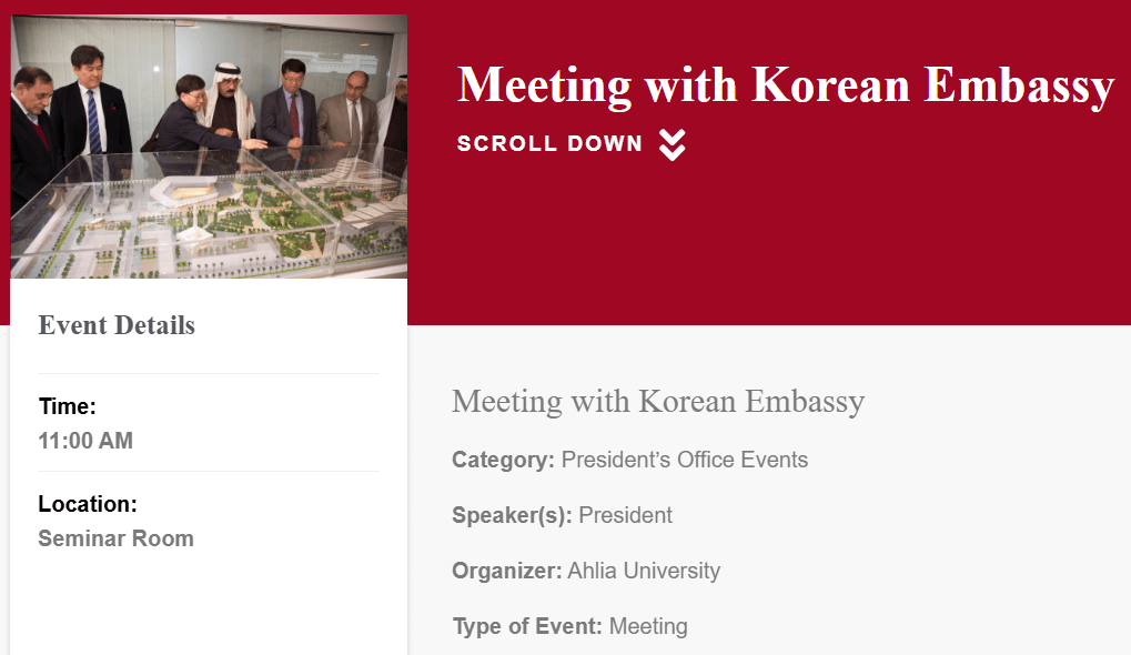 Meeting with Korean Embassy Event Details