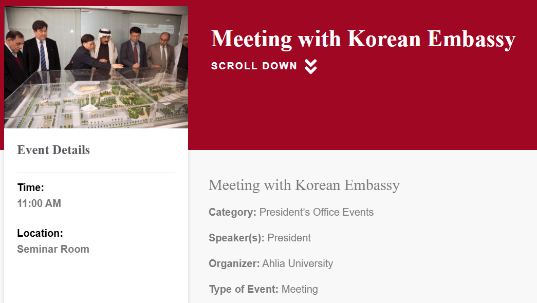 Meeting with Korean Embassy Event Details (repeated in Charged Access section)