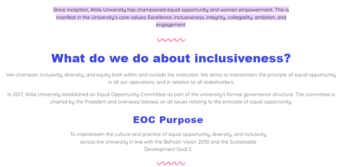 Equal opportunity initiatives at Ahlia University