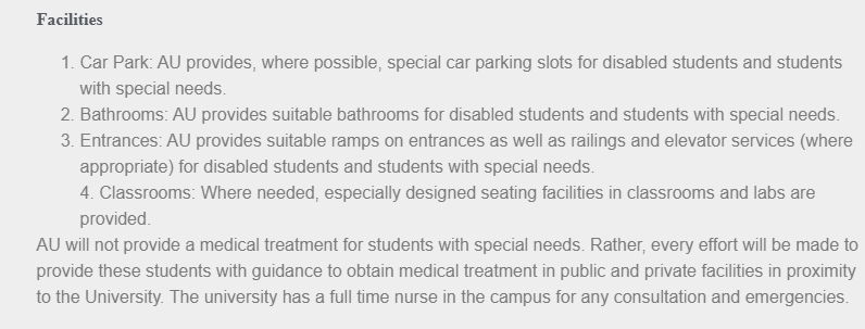 Accessible campus facilities at Ahlia University