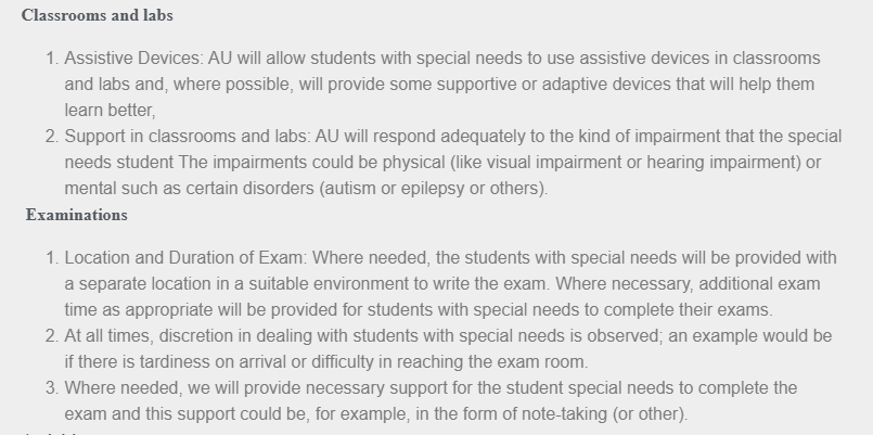 Classroom accommodations for special needs students