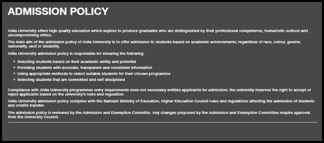 Admission Policy overview graphic
