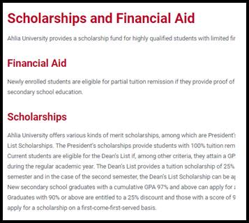 Scholarship and tuition discount information