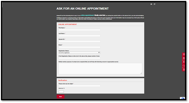 Online counseling appointment request form