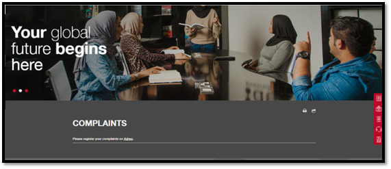 Online complaint system interface