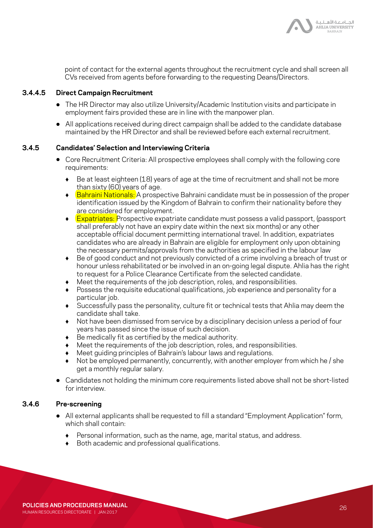Figure 5. The HR framework authorises direct recruitment through academic-institution visits and employment fairs and retains resulting applications in the candidate database. Source: E04.